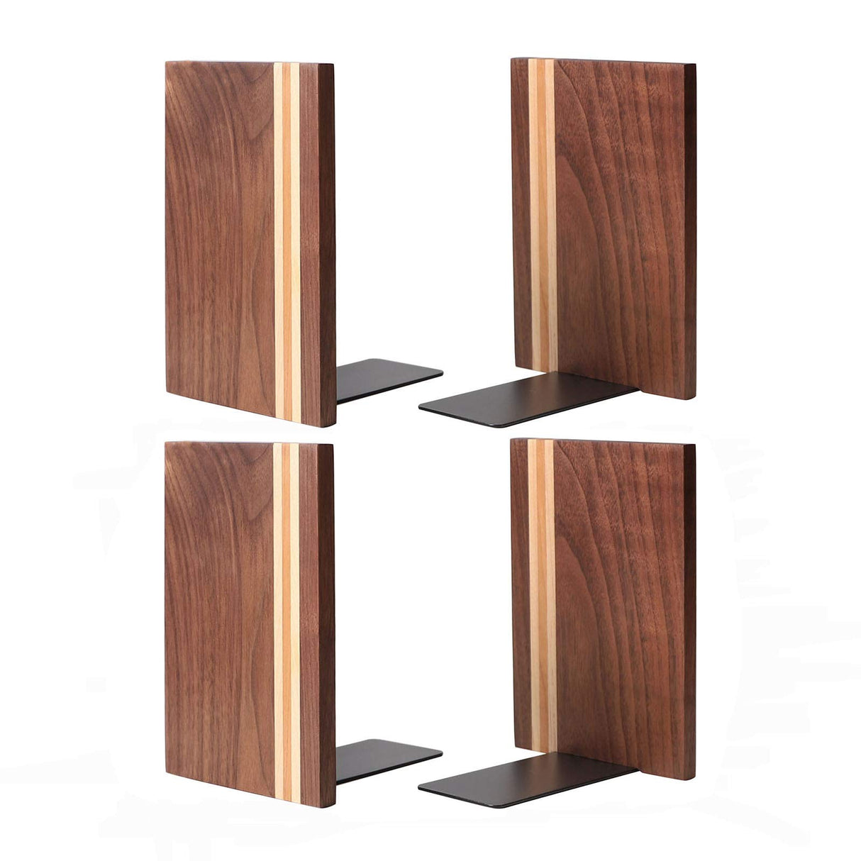Muso Wood Artist Bookends, Decorative Bookshelf Book Ends Heavy Duty Bookends Desktop Organize Books Wooden Book Ends for Home Office Kitchen 6"x4" Walnut 4pcs muso wood