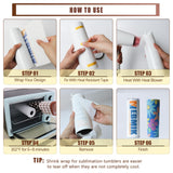 MEBMIK 2 Rolls 10mm x 33m(108ft) Heat Transfer Tape and 50pcs 5 x 10in Shrink Wrap for Sublimation Tumblers,Heat Resistant Tape,Sublimation Shrink Wrap Sleeves,Tumbler Shrink Wrap,20oz MEBMIK