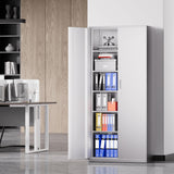 DNA MOTORING 71'' Metal Storage Cabinet, Locking Tool Cabinet with 5 Adjustable Shelves, Heavy Duty Metal Locker for Garage,Office,Home,Gym,White, TOOLS-00632-WH-WH-A DNA MOTORING