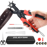 Leather Hole Punch Tool Set, Multi Hole Sizes Puncher, Revolving Punch Plier Kit for Belts, Watch Bands, Handbag Straps, Dog Collars and More ZGJDYSM