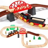 Asweets Wooden Train Set for Toddler,40 Piece with Train Track Electric Operated Fits Thomas,Brio,Melissa and Doug Magnet Battery Train Toy for 3 4 5 Asweets
