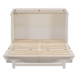 Ball & Cast Full Size Murphy Bed Wall Bed with Large Storage Drawers & USB Ports,can be Folded,Versatile Hideaway Cabinet Bed Frame Chest W/Slat Support,for Apartment,Bedroom,Brushed White Ball & Cast