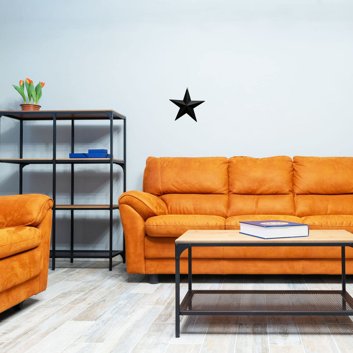 T&Garice Dimensional Metal Antique Barn Star Rustic Country Primitive Wall Decor,3D Barn Star Indoor Outdoor 4th July Wall Decoration,8 inch (Black) T&Garice