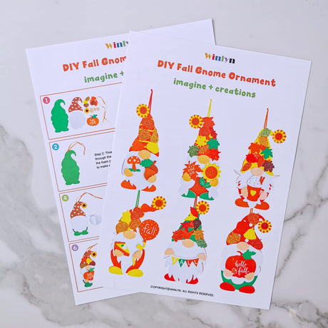 Winlyn 24 Sets Fall Craft Kits DIY Fall Gnome Ornaments Decorations Art Sets Fall Leaf Pumpkin Sunflower Foam Stickers Arts and Crafts for Kids Autumn Halloween Thanksgiving Activity Art Project Winlyn