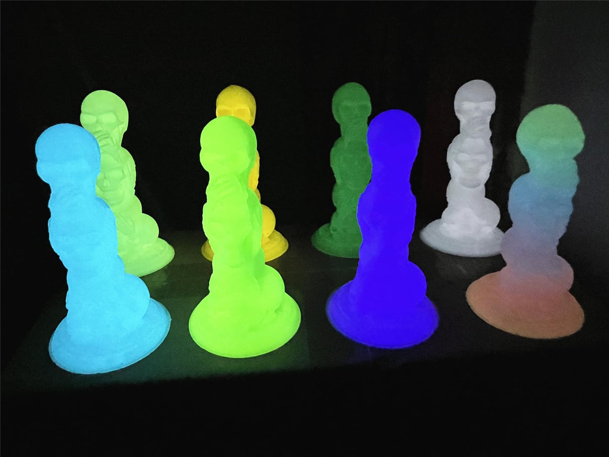 RepRapper 4 x 250g Glow Colors Pack, Glow in The Dark PLA Filament 1.75mm (+- 0.03mm) for 3D Printer, 4x250g Spools - Yellow, Purple, Green, White to Rainbow RepRapper