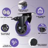 5 Inch Caster Wheels with Brake, Heavy Duty Casters Set of 4 2200lbs, Swivel Casters with Double Ball Bearings, Dual Locking Casters,Wheels for Cart,Furniture,Cabinets,Workbench (Two Hardware Kits Wieyunn