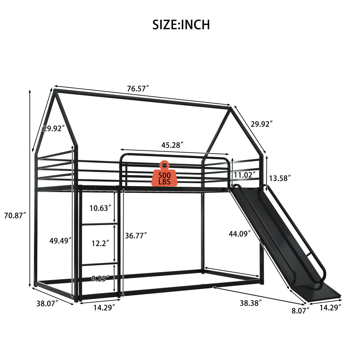 Lodoba Twin Over Twin Low Bunk Bed with Convertible Slide, Bunk Bed for Kids,Montessori Floor Bunk Bed Frame with Full-Length Guardrail,Floor bunk Bed for Boys Girls Teens,Light Black Lodoba