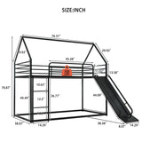 Lodoba Twin Over Twin Low Bunk Bed with Convertible Slide, Bunk Bed for Kids,Montessori Floor Bunk Bed Frame with Full-Length Guardrail,Floor bunk Bed for Boys Girls Teens,Light Black Lodoba