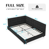 EYATZO Full Size Daybed L-Shaped, Modern Velvet Upholstered Sofa Day Bed Frame with Wood Slats for Living Room Bedroom Guest Room, No Box Spring Needed, Black EYATZO