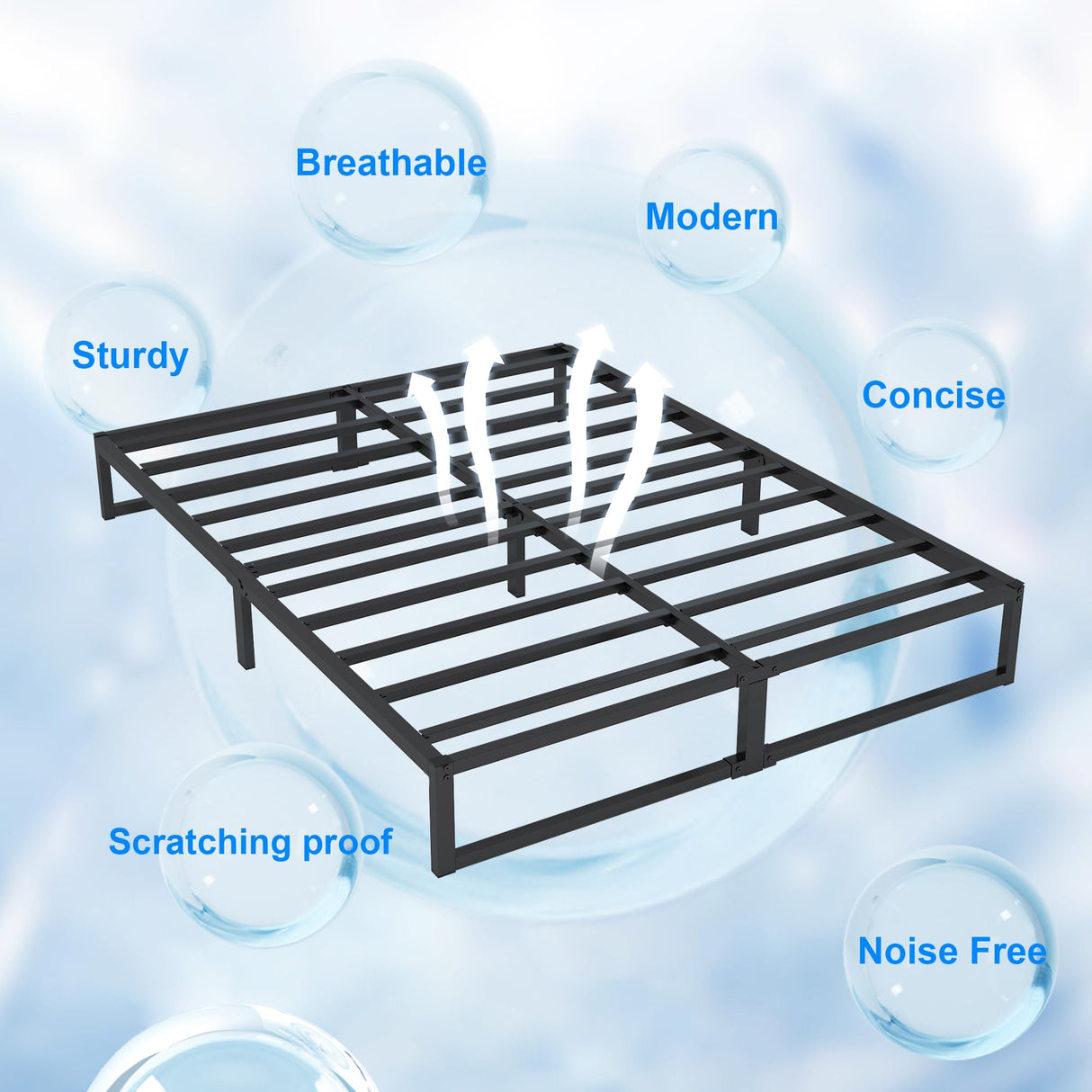 XINXINYAN Metal Bed Frame Queen Size 10 Inch,Black Heavy Duty Queen Mattress Foundation,No Box Spring Needed,Noise Free,Easy Assembly XINXINYAN