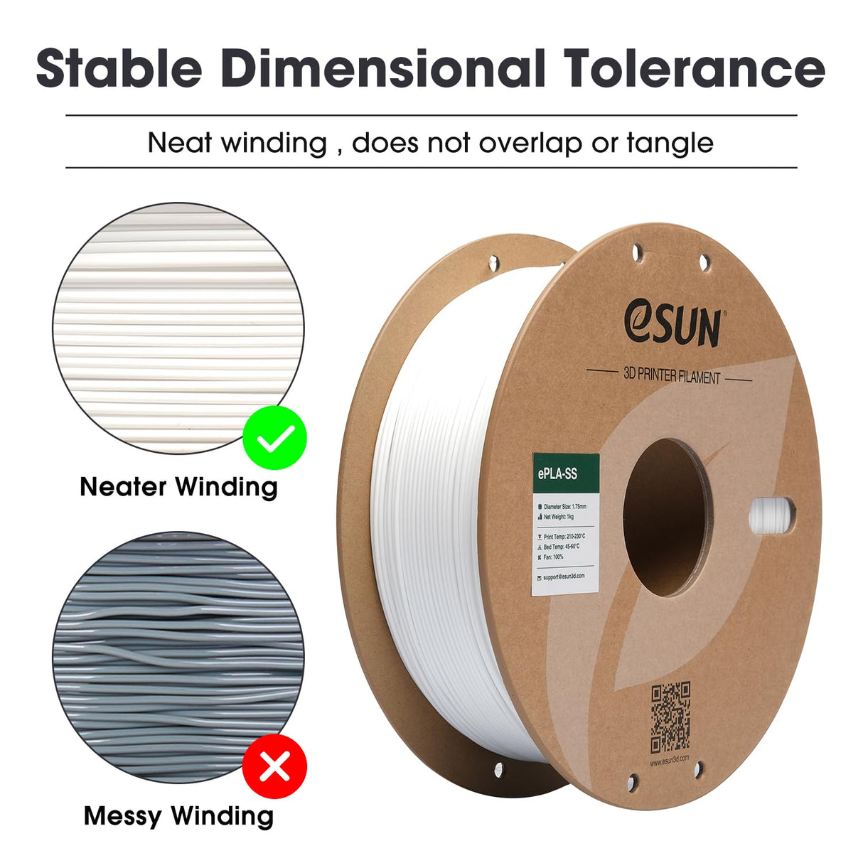 eSUN Fast Printing Speedy PLA Filament 1.75mm, 3D Printer Filament High Speed PLA for Fast Printing, 1KG Spool (2.2 LBS) 3D Printing Filament for High Speed 3D Printers, White eSUN