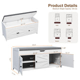 Xdwwhome Shoes Bench with Cushion, Storage Bench, Entryway Bench with Lift Top Storage, 43.3" Wooden End of Bed Bench, Shoe Bench Cabinet for Living Room Bedroom Hallway Garden, 330 lbs, White Xdwwhome