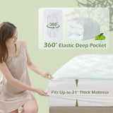 Hansleep Twin Mattress Topper Viscose Derived from Bamboo, Memory Foam Pillow Top Mattress Topper Twin with Deep Pocket, Breathable Mattress Pad for Back Pain Relief, 39" x 75", White Hansleep