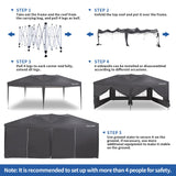 OASISHOME Pop-up Gazebo Instant Portable Canopy Tent 10'x20', with 6 Removable Sidewalls, Windows, Stakes, Ropes, Carrying Bag, for Patio/Outdoor/Wedding Parties and Commercial Events (10x20, Grey) OASISHOME