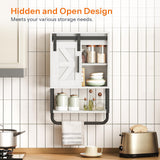 HOOBRO Medicine Cabinet, Farmhouse Bathroom Wall Cabinet with Sliding Barn Door, Adjustable Shelf and Towel Bar, Wall Mounted Storage Cabinet Over The Toilet for Bathroom, Kitchen, Bedroom, White HOOBRO