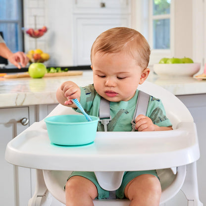 Munchkin® Gentle Dip™ Baby Spoons for Self Feeding and Baby Led Weaning, 3 Pack, Blue/Green