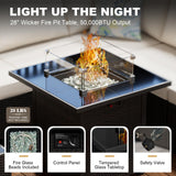 Peacabo 8 Piece Outdoor Patio Furniture Set with Fire Pit, Wicker Outdoor Sectional Sofa for Deck, Garden, Lawn (Brown and Beige) Peacabo