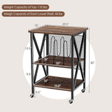 Giantex Record Player Stand, Vinyl Record Storage Table w/ 3 M-shaped Dividers & 4 Rolling Wheels, Turntable Stand Holds Up to 250 Albums for Living Room, Office, Rustic Brown Giantex