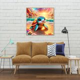 AOSGEDY Adorable Sea Turtle Beach Diamond Painting Kits for Adults, 5D Seaside Sunset/Flowers Diamond Art Kits for Beginners, DIY Full Drill Paint with Diamond, Home Wall Decor 14 x 14 Inch AOSGEDY