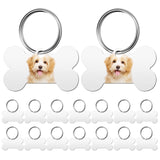 16 Pieces Sublimation Blank Dog Tag Aluminum Dog Tag Bone-Shaped Sublimation Blank Dog Tag Double Sided Dog Tag with Key Ring for Dogs and Cats Pet ID Tag Hotop