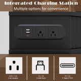 Casvik Corner Vanity Desk with 3 Way Mirror and Lights, 54" Modern Fluted Makeup Vanity with 2 Drawers & 2 Storage Cabinet, Charging Station, Stool, Large Bedroom Dressing Table for Women (Gold+Black) Casvik