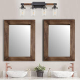 Feohak 4-Light Bathroom Vanity Light, Farmhouse Bathroom Light Fixtures Over Mirror, Rustic Industrial Wood Black Wall Lamp Sconce Light with Clear Glass Shade Feohak