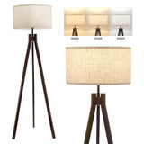 ELYONA Wood Tripod Floor Lamp for Bedroom, 3 Color Temperatures & Linen Shade, Modern Reading Standing Lamp with 9W LED Bulb, Mid Century Night Light for Farmhouse, Living Room, Office, Walnut ELYONA