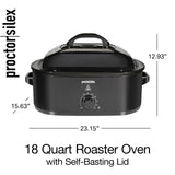 Proctor Silex 24-Pound Electric Roaster Oven with Variable Temperature Control, Self-Basting Lid & Removable Pan, 18 Quart, Black (32211) Proctor Silex