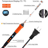 LDK Soldering Iron Kit, 100W Digital Soldering Iron Cautin for Electronics, Soldering Iron Pen Soldering Gun Jewelry Welding Kit with 5pcs Tips, Stand, Solder, Solder Paste, Solder Sucker, Tweezers LDK