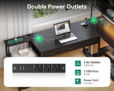 AODK 71 inch L Shaped Desk with File Drawers, Reversible L Shaped Gaming Desk with Power Outlets & LED Lights, Computer Desk with Storage Shelves for Home Office, Black AODK