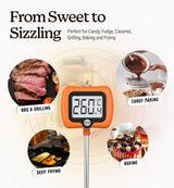 Digital Candy Thermometer with Pot Clip, Instant Read Kitchen Thermometer for Cooking, Baking, and Candy Making – 10" Stainless Steel Probe, LCD Display, Essential Baking Tool Craft911