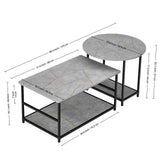 WOHOMO Coffee Table, Modern Style Coffee Tables for Living Room Marble Center Table with Storage 2 in 1Detachable Table Set,Grey Marble WOHOMO