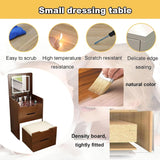 JIJIWANG 3 in 1 Vanity Desk with Plip Top Mirror,Small Make Up Vanity Set with Visible Glass Desktop,Compact Makeup Vanity with 3 Drawers,Dressing Table for Bedroom,Mother's Day(48cm,Walnut) JIJIWANG