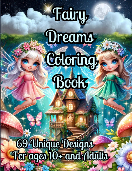 Fairyland Dreams Coloring Book: Magical Fairy Houses and Castles and Beautiful Fairies. For Ages 10+ and Adults. WoodArtSupply