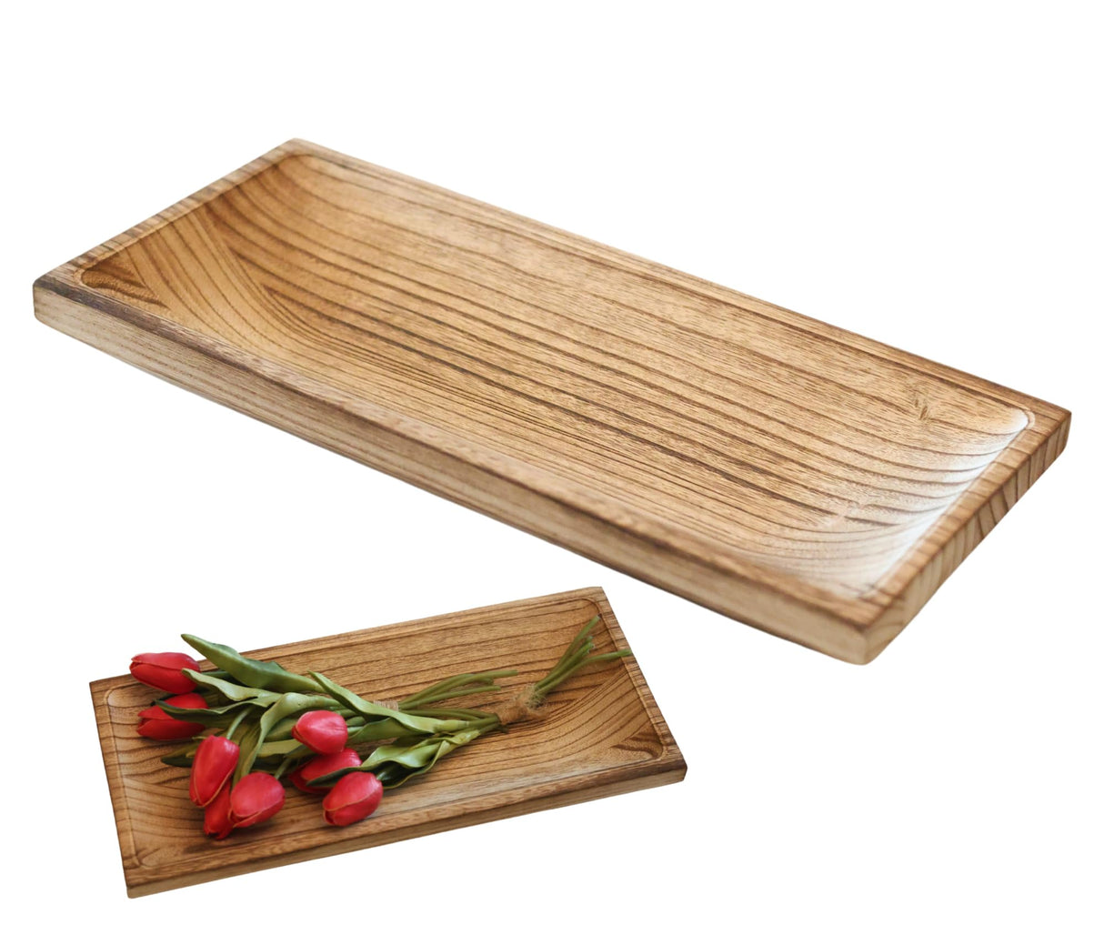 Wood Dough Bowl (14.2" x 6.2" x 2") - Durable Paulownia Key Bowl - Stylish Decorative Bowl - Easy to Clean, Versatile Decorative Tray - Perfect for Home Decor, Table Centerpiece, dough bowl for decor Zuber Home Goods