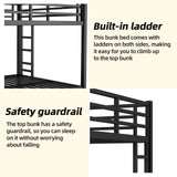 XUWANSHANG Queen Over Queen Bunk Bed Frame, Heavy Duty Metal Loft Bed for Adults/Teens, 400/600LB Capacity w/Ladder & Guardrail, Noise-Free Steel Slats, No Box Spring Required, Black XUWANSHANG