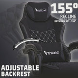 Vonesse Gaming Chair, Computer Chair Fabric with Pocket Spring Cushion, Office Chair with Footrest and Massage Lumbar Support, Reclining Gaming Chairs for Adults 250LBS (Black) Vonesse