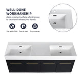 Minheola 60 inch Bathroom Vanity with Sink, Modern Double Sink Bathroom Vanity, Floating Bathroom Vanity with Thick Edged Resin Basin & Soft Close Doors, 60" Wall Mounted Black Bathroom Vanity Cabinet Minheola