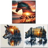3 Pack Forest Bear Diamond Art Kits for Adults, Desert Horse DIY Diamond Painting Kits for Adults Beginners, Forest Wolves 5D Full Drill Diamond Dots 12 x12 inch Kaixine
