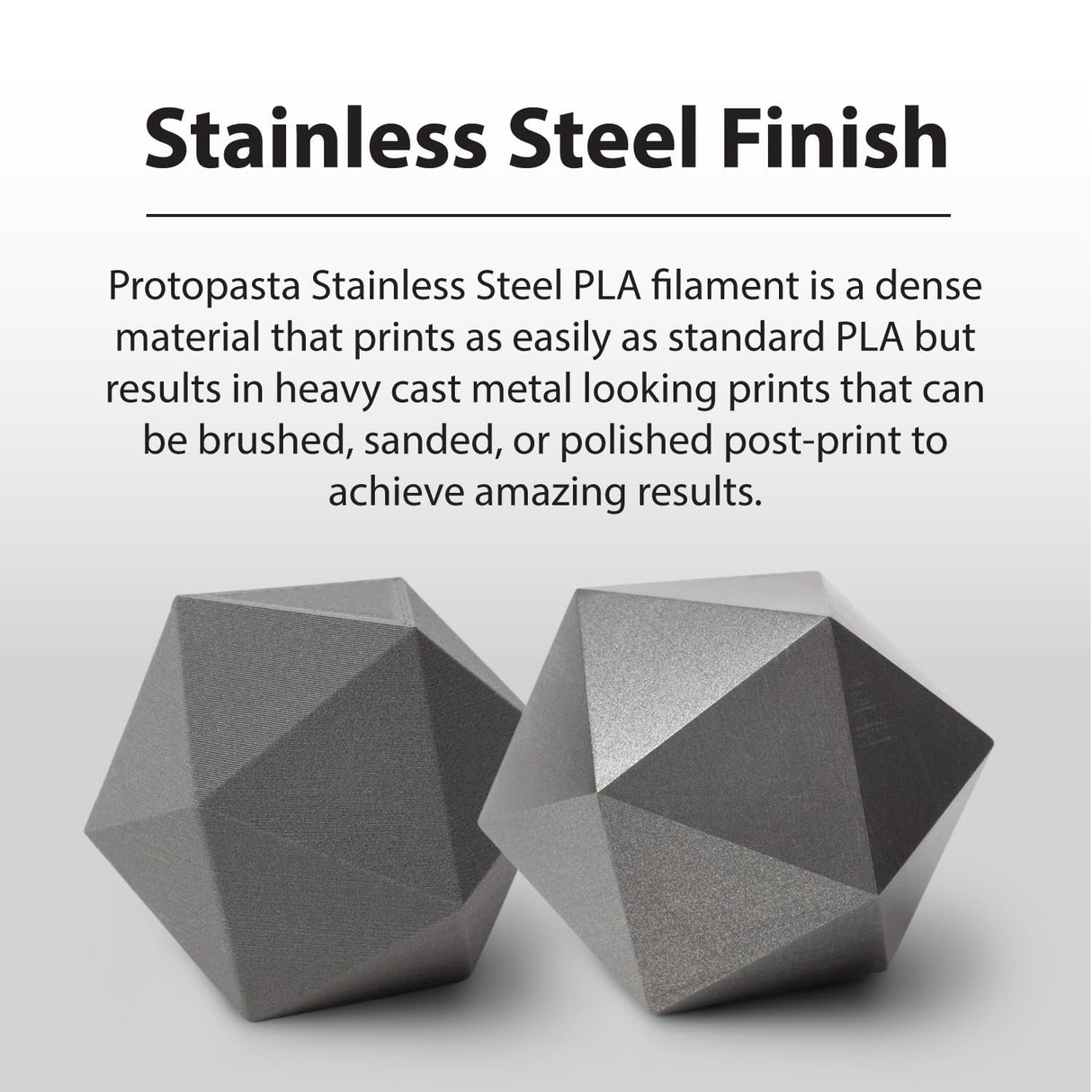 Protopasta Stainless Steel Filled PLA 3D Printer Filament | ProtoPlant Metal-Filled PLA Plastic Printer Filament with 60% Steel | Polish and Patina Friendly Metal Composite Filament | 500g Spool Proto-Pasta