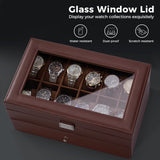ProCase Watch Box for Men, 12 Slot Mens Watch Case With Drawer, Watch Display Case With Glass Lid, 2-Layer Watch Holder Organizer, Jewelry and Watch Storage for Men Women -12Slot, Espresso ProCase