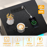 Livofloral Farmhouse End Tables with Charging Station, LED Nightstand with Power Outlets, Bedside Table with Charger Station, White Side Table for Living Room with Storage & Barn Door Livofloral