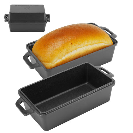 Northriver Casting 2 in 1 Cast Iron Bread Pan with Lid, Loaf Pans 2 Piece Set for Baking Homemade Meatloaf, 9×5 Inch Northriver Casting