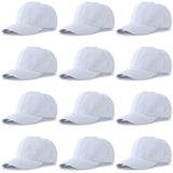 NOBONDO 12 Pack Unisex Baseball Caps - Bulk Wholesale Blank Plain Adjustable Hats for Men & Women - White NOBONDO
