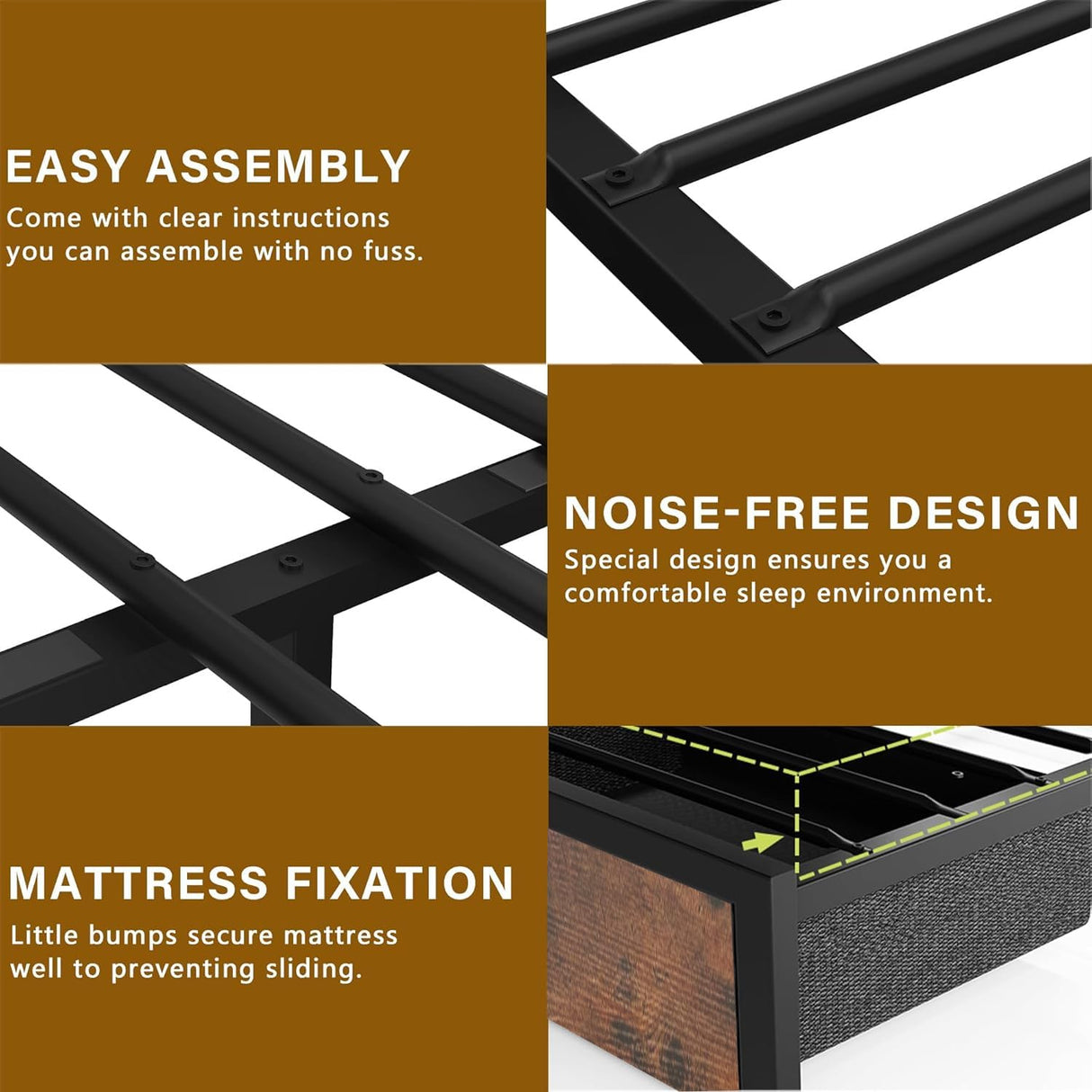 Farmhouse King Bed Frame with Bookcase Headboard and Storage Drawers, LED Lights and Charging Station, No Box Spring Needed, Noise Free, Rustic Brown Fastroby