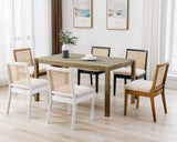 HNY Farmhouse Rattan Dining Chairs Set of 2, Mid Century Modern Kitchen & Dining Room Chairs, Cane Upholstered Kitchen Chairs Side Chairs with Black Hardwood Frame, Beige HNY