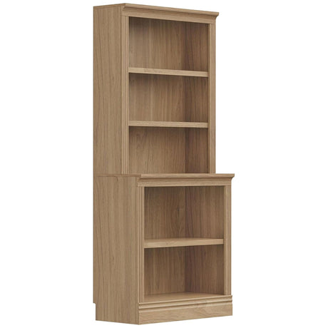 JAHRSTIM Halston Multi-Depth Bookcase, Adjustable Storage Open Display Shelving Unit for Home and Office Space, 31.5”L x 15.75”W x 72.8”H, Oak JAHRSTIM