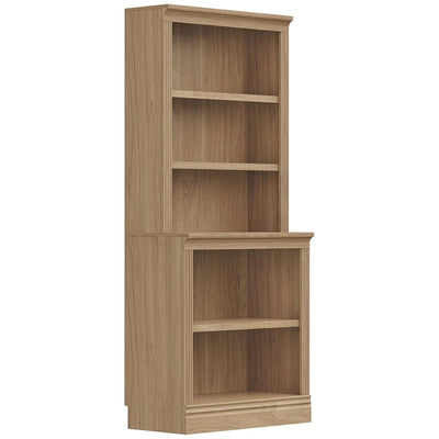 JAHRSTIM Halston Multi-Depth Bookcase, Adjustable Storage Open Display Shelving Unit for Home and Office Space, 31.5”L x 15.75”W x 72.8”H, Oak
