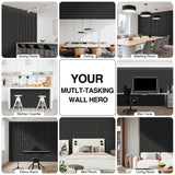 AKK-ART 2-Pack Wood Slat Wall Panel 47.2"x23.6"(15.5 sq ft)|Soundproof & Acoustic Wall Panels for Interior Decor & Ceiling|Wood Paneling Sheets for Home Theater & Living Room Mirage Black#22 AKK-ART