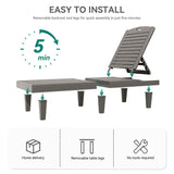 YITAHOME Outdoor Chaise Lounge Chair, Plastic Pool Chaise Lounge with Cushions & 5-Position Backrest, Easy Assembly & Waterproof for Patio & Poolside, Set of 2, Brown YITAHOME